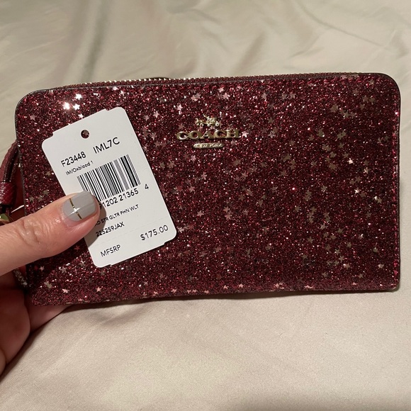 Coach - Red Glitter Star Phone Wallet/Wristlet - Picture 2 of 13